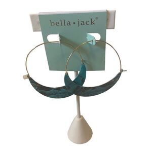 bella•Jack Thin Gold Wire Lightweight Crescent Moon Shaped Hoop Earrings.